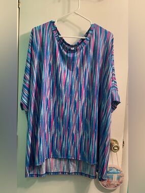 Dear Scarlett Tunic Shirt in Blue and Pink Stripe